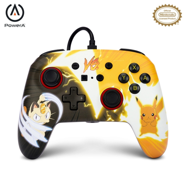 PowerA Verbeterde bedrade controller - Nintendo Switch - Pikachu vs. Meowth in de groep HOME ELECTRONICS / Spelconsoles en accessoires / Nintendo Switch bij TP E-commerce Nordic AB (C86202)