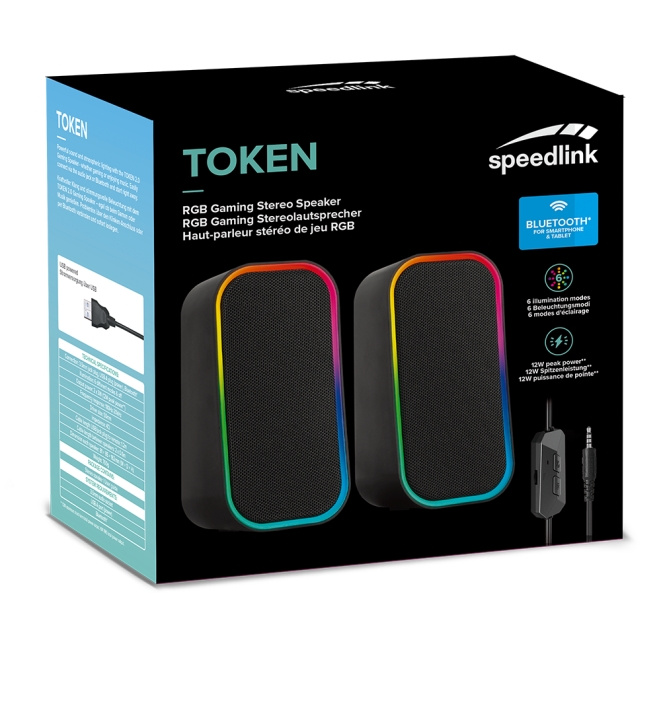 Speedlink TOKEN RGB Gaming-stereoluidspreker, zwart in de groep COMPUTERS & RANDAPPARATUUR / Computeraccessoires / Luidsprekers bij TP E-commerce Nordic AB (C86242)