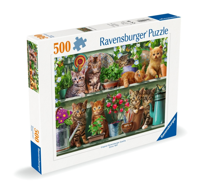 Ravensburger Puzzel Cats On The Shelf 500p (12000205) in de groep SPEELGOED, KINDER- & BABYPRODUCTEN / Speelgoed / Puzzels bij TP E-commerce Nordic AB (C86408)