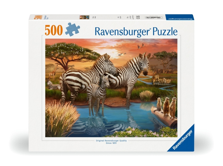 Ravensburger Puzzel Zebra\'s in zonsondergang 500p (12000365) in de groep SPORT, VRIJE TIJD & HOBBY / Hobby / Puzzel bij TP E-commerce Nordic AB (C86447)