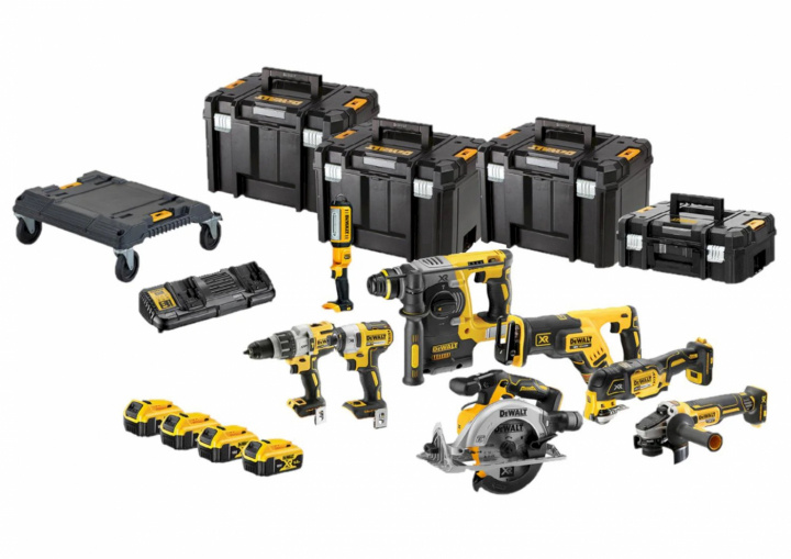 DeWALT DCK853P4T-QW 8-delig Combopack XR 18 Volt 5,0 Ah Li-Ion incl. 4 accu\'s in TSTAK-koffers in de groep HUISHOUDEN & TUIN / Gereedschap / Boormachines bij TP E-commerce Nordic AB (C86571)