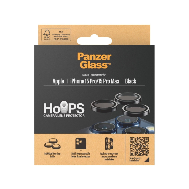 PanzerGlass Hoops Camera Lens Beschermer iPhone 15 Pro - 15 Pro Max - Zwart Metaal in de groep SMARTPHONE & TABLETS / Mobielbescherming / Apple / iPhone 15 bij TP E-commerce Nordic AB (C86753)