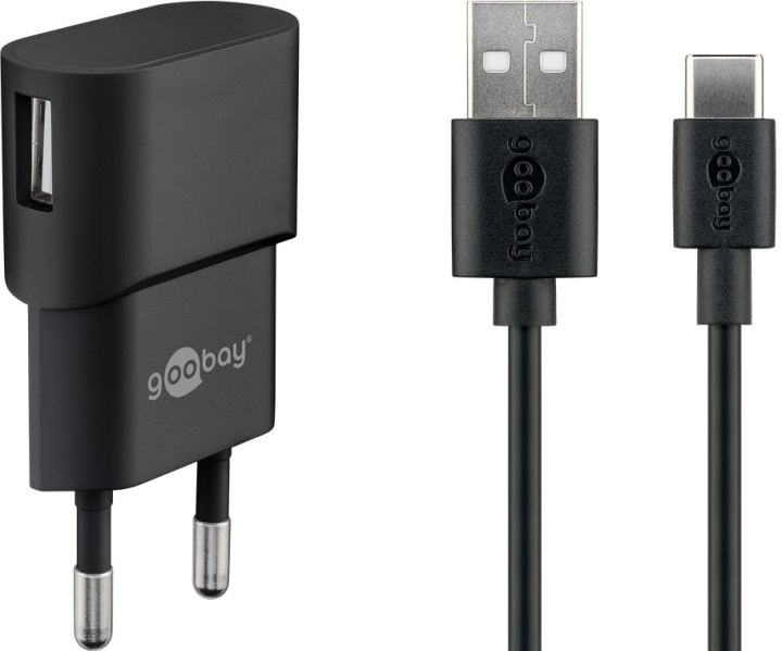 Goobay USB-C™ Dual laddningssats (5 W) Strömförsörjning med USB-C™-kabel 1 m (svart) in de groep SMARTPHONE & TABLETS / Opladers & Kabels / Wandoplader / Wandoplader Type C bij TP E-commerce Nordic AB (C86845)