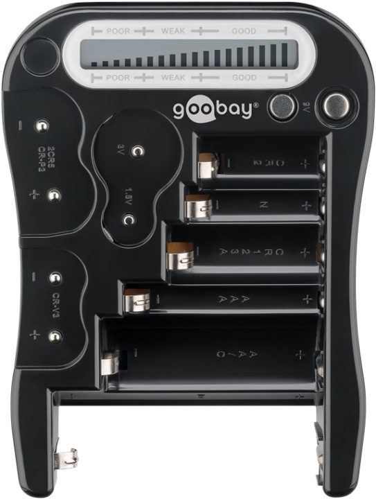 Goobay Batteriprovare med LCD-display för standard- och fotobatterier och alla vanliga knappceller in de groep HOME ELECTRONICS / Batterijen & Opladers / Batterijoplader bij TP E-commerce Nordic AB (C86880)