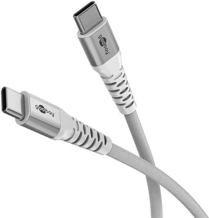 Goobay USB-C™ supersoft textilkabel med metallkontakter, 1 m, vit elegant och extra robust anslutningskabel för enheter med USB-C™-port in de groep SMARTPHONE & TABLETS / Opladers & Kabels / Kabels / Kabels Type C bij TP E-commerce Nordic AB (C86935)