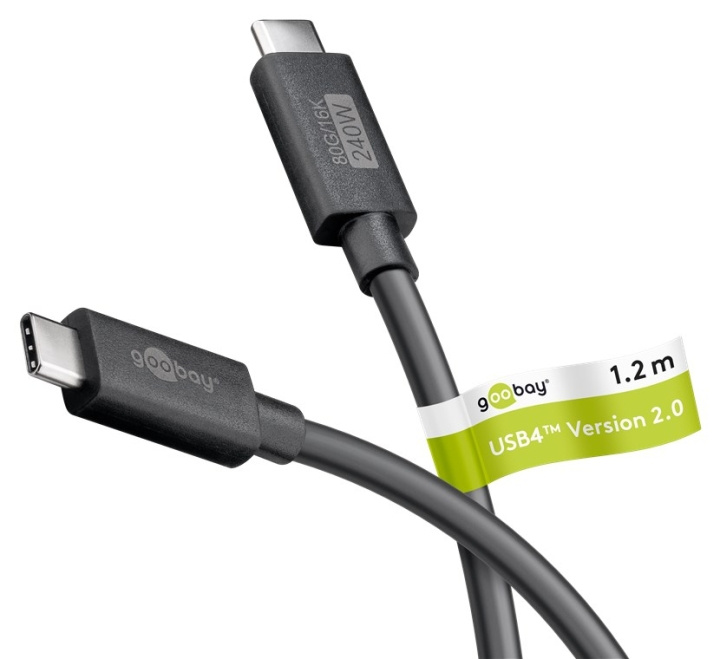 Goobay USB-C™-kabel, USB4™ version 2.0, 240 W, 80 Gbit/s, Power Delivery, 1,2 m USB-C™-kontakt > USB-C™-kontakt in de groep COMPUTERS & RANDAPPARATUUR / Computerkabels / USB / USB-C bij TP E-commerce Nordic AB (C86967)