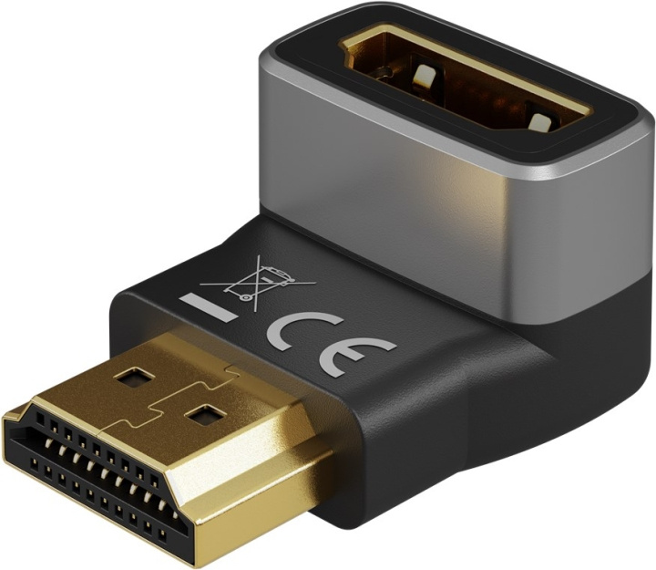 Goobay HDMI™ vinkeladapter 270° vertikal, 8K @ 60 Hz, guldpläterad HDMI™-uttag (typ A) > HDMI™ kontakt (typ A) 270 ° in de groep HOME ELECTRONICS / Kabels & Adapters / HDMI / Adapters bij TP E-commerce Nordic AB (C86971)