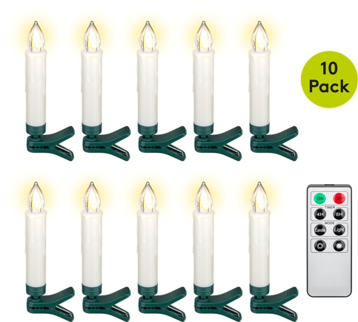 Goobay 10 sladdlösa LED-julgransljus inkl. 20x AAA (LR03) med clips, timerfunktion och fjärrkontroll, dimbar, varmvit (2500-2700 K) in de groep HOME ELECTRONICS / Verlichting / Kerstverlichting bij TP E-commerce Nordic AB (C86974)