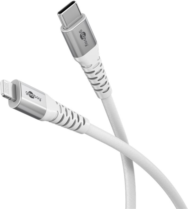 Goobay Lightning-USB-C™ supersoft textilkabel med metallkontakter, 0,5 m, vit MFi-certifierad, elegant och extra robust laddnings- och synkroniseringskabel för Apple iPhone/iPad (vit) in de groep SMARTPHONE & TABLETS / Opladers & Kabels / Kabels / Kabels Lightning bij TP E-commerce Nordic AB (C87039)