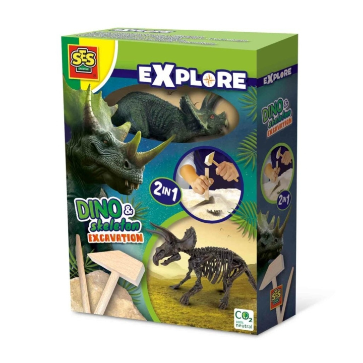 SES Creative Opgraving - Triceratops en skelet - (S25093) in de groep SPEELGOED, KINDER- & BABYPRODUCTEN / Speelgoed / Experimenteren en doe-het-zelf bij TP E-commerce Nordic AB (C87944)