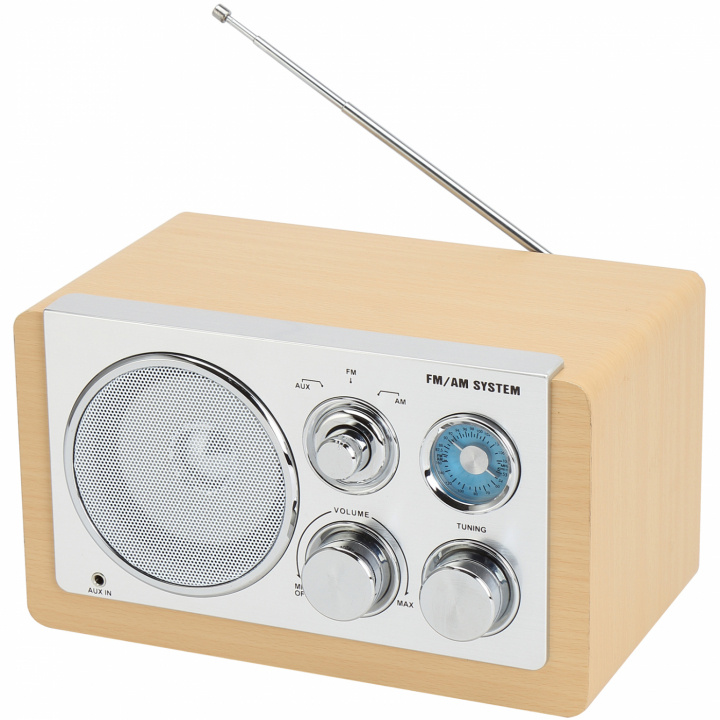 Denver AM/FM analog radio Ljust trä in de groep HOME ELECTRONICS / Audio & Beeld / Thuisbioscoop, Hifi en Draagbaar / Radio & Wekkers / Draadloze audiozender bij TP E-commerce Nordic AB (C88269)