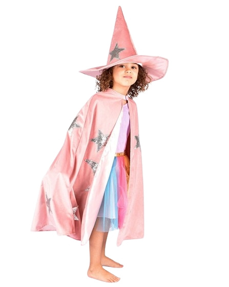 Den Goda Fen Fluwelen cape met hoed - Stoffig Roze (3-8 jaar) (F77602) in de groep SPEELGOED, KINDER- & BABYPRODUCTEN / Speelgoed / Gemaskered kostuums bij TP E-commerce Nordic AB (C88815)