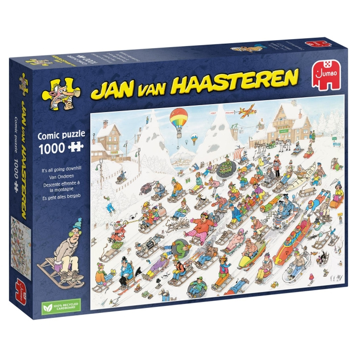 Jan van Haasteren Het gaat allemaal bergafwaarts (1000 stukjes) (JUM00025) in de groep SPORT, VRIJE TIJD & HOBBY / Hobby / Puzzel bij TP E-commerce Nordic AB (C89429)