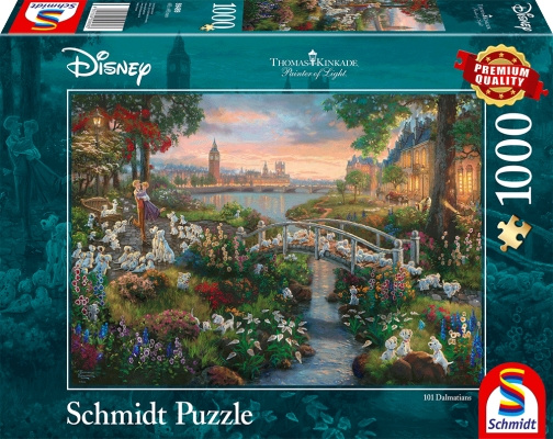 Schmidt Thomas Kinkade: Disney - 101 dalmatiërs (1000 stukjes) (SCH4893) in de groep SPORT, VRIJE TIJD & HOBBY / Hobby / Puzzel bij TP E-commerce Nordic AB (C89438)