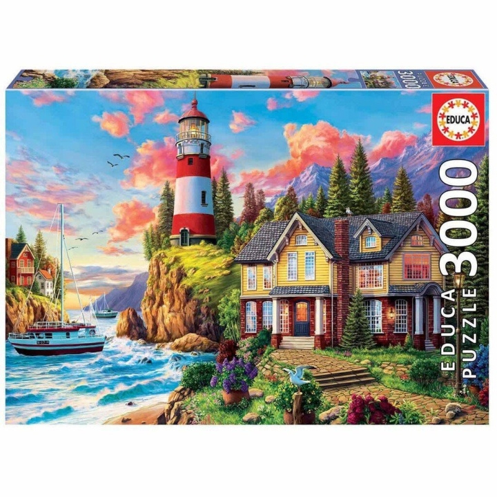 Educa 3000 stuks - Vuurtoren bij de zee puzzel (80-18507) in de groep SPORT, VRIJE TIJD & HOBBY / Hobby / Puzzel bij TP E-commerce Nordic AB (C89906)