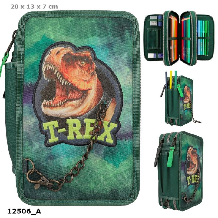 Dino World Drievoudig etui - T-REX - Groen -( 0412506 ) in de groep SPEELGOED, KINDER- & BABYPRODUCTEN / Speelgoed / Tekenen & Tellen bij TP E-commerce Nordic AB (C90270)