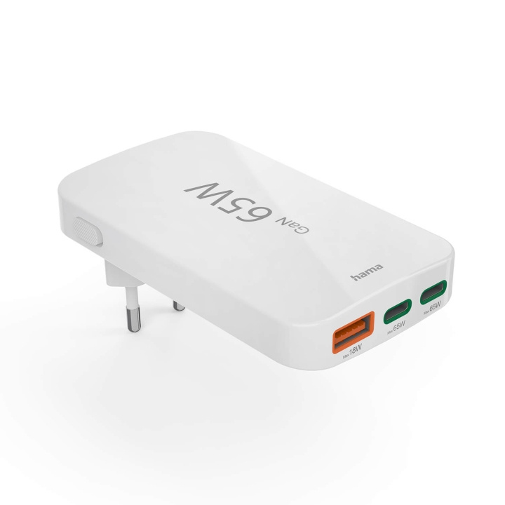 Hama Laddare 2x USB-C 1x USB-A Flat PD 65W Vit in de groep SMARTPHONE & TABLETS / Opladers & Kabels / Wandoplader / Wandoplader USB bij TP E-commerce Nordic AB (C90700)