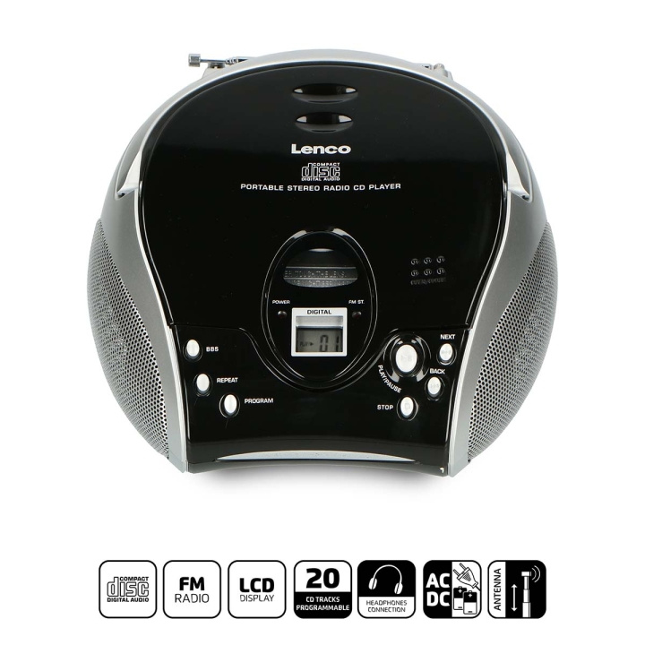 Lenco Draagbare stereo FM-radio met CD-speler Zwart/zilver in de groep HOME ELECTRONICS / Audio & Beeld / Thuisbioscoop, Hifi en Draagbaar / Radio & Wekkers / Draadloze audiozender bij TP E-commerce Nordic AB (C90744)