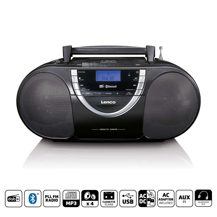 Lenco Draagbare DAB+ en FM-radio met CD-cassette en Bluetooth Zwart in de groep HOME ELECTRONICS / Audio & Beeld / Thuisbioscoop, Hifi en Draagbaar / Radio & Wekkers / Draadloze audiozender bij TP E-commerce Nordic AB (C90755)