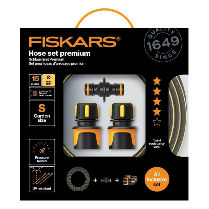 Fiskars Slangset Premium 15m 9mm in de groep HUISHOUDEN & TUIN / Tuinproducten / Tuingereedschap bij TP E-commerce Nordic AB (C91695)