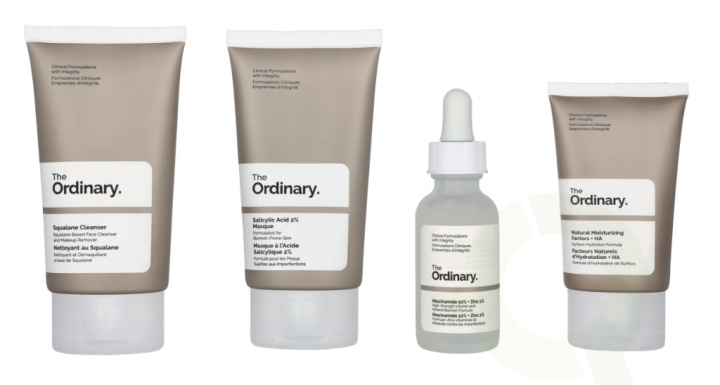 The Ordinary The Balance Set 160 ml Squalane Cleanser 50ml/Salicylic Acid 2% Masque 50ml/Niacinamide 10% + Zinc 1% 30ml/Natural Moisturizing Factors + HA 30ml in de groep BEAUTY & HEALTH / Cadeausets / Cadeausets voor hem bij TP E-commerce Nordic AB (C91936)