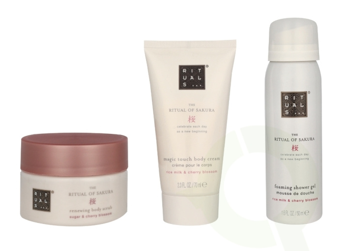 Rituals Trial Sakura Set 245 ml Body Scrub 125g/Foaming Shower Gel 50ml/Body Cream 70ml in de groep BEAUTY & HEALTH / Cadeausets / Cadeausets voor haar bij TP E-commerce Nordic AB (C91990)