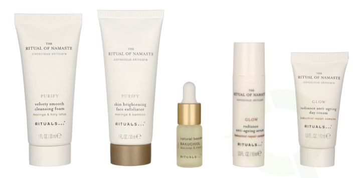 Rituals Namaste Set 84 ml Cleansing Foam 30ml/Exfoliator 30ml/Booster 4ml/Serum 10ml/Day Cream 10ml in de groep BEAUTY & HEALTH / Cadeausets / Cadeausets voor haar bij TP E-commerce Nordic AB (C92003)