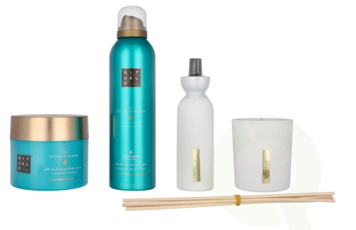 Rituals Karma Large Set 610 ml Scented Candle 140 ml/48h Hydrating Body Cream 200 ml/Mini Fragrance Sticks 70 ml/Foaming Shower Gel 200 ml in de groep BEAUTY & HEALTH / Cadeausets / Cadeausets voor haar bij TP E-commerce Nordic AB (C92008)