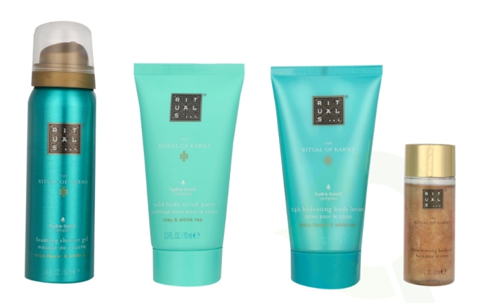 Rituals Karma Set 220 ml Shimmering Body OIl 30 ml/Foaming Shower Gel 50 ml/Mild Body Scrub Paste 70 ml/24h Hydrating Body Lotion 70 ml in de groep BEAUTY & HEALTH / Cadeausets / Cadeausets voor haar bij TP E-commerce Nordic AB (C92060)