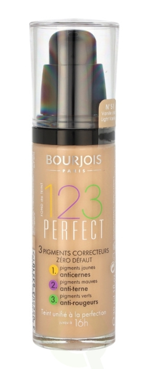 Bourjois 123 Perfect Flawless Complexion 16Hrs 30 ml #51 Light Vanilla in de groep BEAUTY & HEALTH / Makeup / Make-up gezicht / Foundation bij TP E-commerce Nordic AB (C92290)