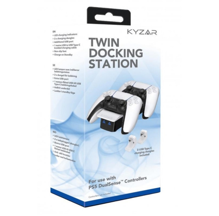 Kyzar Twin docking station voor PS5 in de groep HOME ELECTRONICS / Spelconsoles en accessoires / Sony PlayStation 5 / Accessoires bij TP E-commerce Nordic AB (C92506)