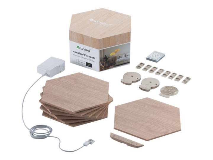 Nanoleaf Elements - Houtlook Hexagons Starter Kit- 7 panelen in de groep HUISHOUDEN & TUIN / Smart home / Slimme huissystemen bij TP E-commerce Nordic AB (C92559)