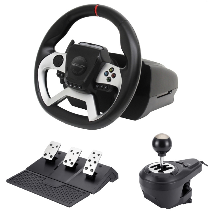 Maxx Tech Pro FF Racing Wheel Kit (Stuur, 3-pedaalset & versnellingspook) - PS4/PC/ XBOX in de groep COMPUTERS & RANDAPPARATUUR / GAMING / Gaming accessoires bij TP E-commerce Nordic AB (C93140)