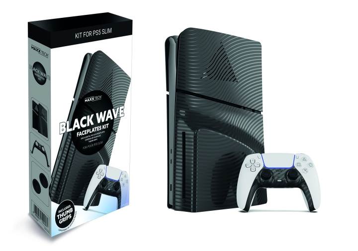 Maxx Tech PS5 Slim Faceplates + Controller Faceplates - Black Wave in de groep HOME ELECTRONICS / Spelconsoles en accessoires / Sony PlayStation 5 bij TP E-commerce Nordic AB (C93178)