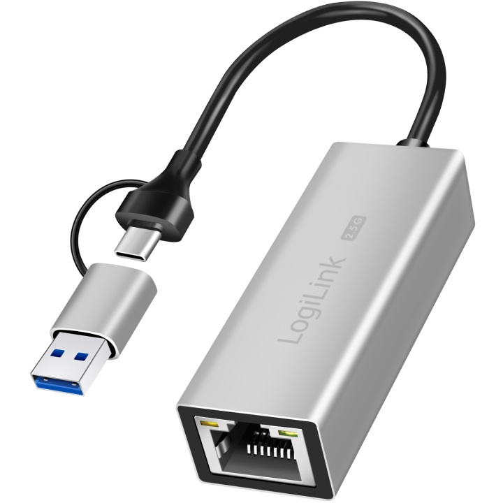 LogiLink USB-A/USB-C -> 2,5 Gigabit Nätverksadapter RJ45 in de groep COMPUTERS & RANDAPPARATUUR / Netwerk / Netwerkkaarten / USB bij TP E-commerce Nordic AB (C93483)