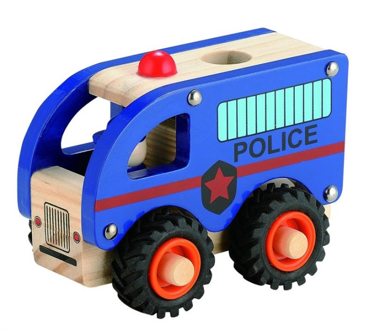 Magni Houten politiebus met rubberen wielen (3896) in de groep SPEELGOED, KINDER- & BABYPRODUCTEN / Speelgoed / Speelgoedauto\'s bij TP E-commerce Nordic AB (C94345)