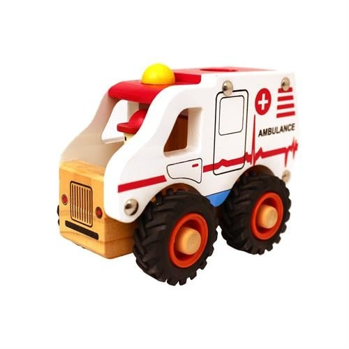 Magni Houten ambulance met rubberen wielen (2626) in de groep SPEELGOED, KINDER- & BABYPRODUCTEN / Speelgoed / Speelgoedauto\'s bij TP E-commerce Nordic AB (C94346)