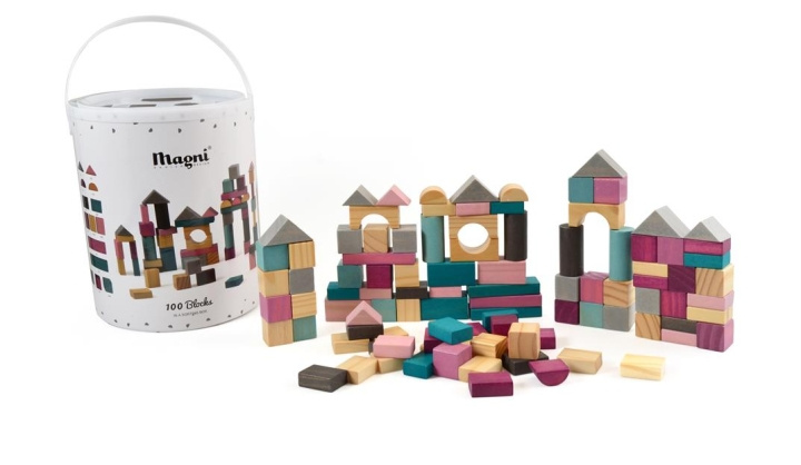 Magni Houten bouwblokken, 100 stuks (2956) in de groep SPEELGOED, KINDER- & BABYPRODUCTEN / Speelgoed / Bouwspeelgoed / Bouwblokken bij TP E-commerce Nordic AB (C94507)