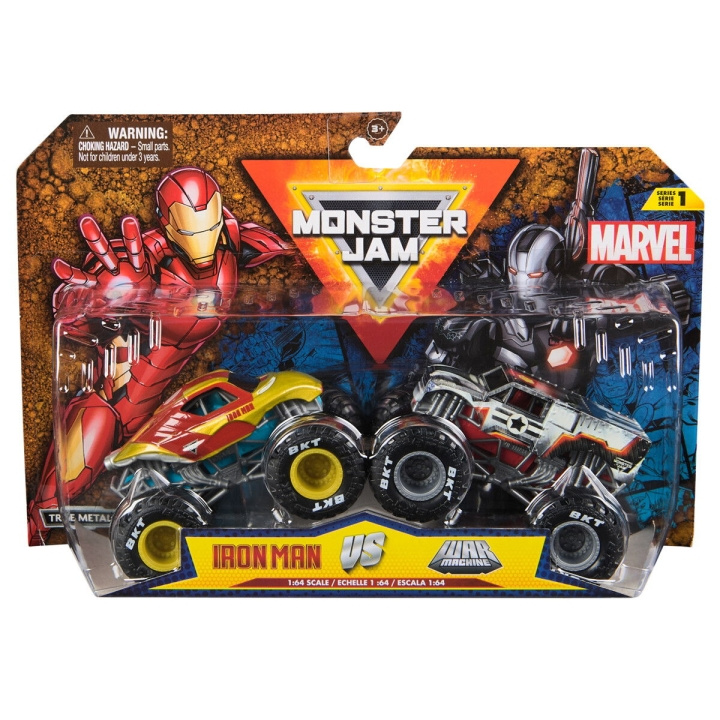 Monster Jam 1:64 Marvel 2 Pack - Iron Man vs War Machine in de groep SPEELGOED, KINDER- & BABYPRODUCTEN / Speelgoed / Speelgoedauto\'s bij TP E-commerce Nordic AB (C94642)