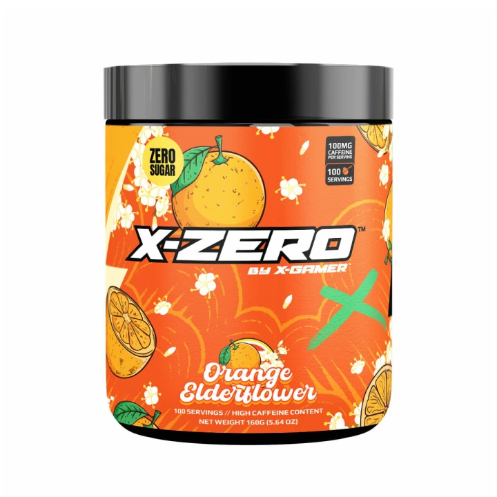 X-GAMER Energidryckspulver X-Zero 160 gram Orange Elderflower in de groep COMPUTERS & RANDAPPARATUUR / GAMING / Energiedrankjes voor gamers bij TP E-commerce Nordic AB (C94715)