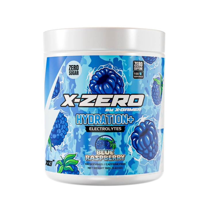 X-GAMER Energidryckspulver X-Zero Hydration+ 160 gram Blue Raspberry in de groep COMPUTERS & RANDAPPARATUUR / GAMING / Energiedrankjes voor gamers bij TP E-commerce Nordic AB (C94722)