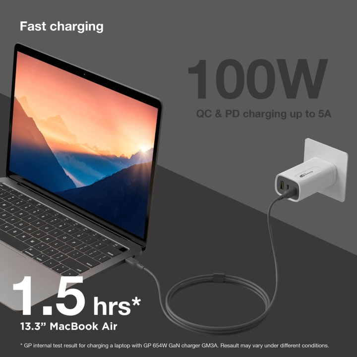 GP Kabel USB-C Till USB-C 100W CC2P 2m in de groep COMPUTERS & RANDAPPARATUUR / Computerkabels / USB / USB-C bij TP E-commerce Nordic AB (C94730)