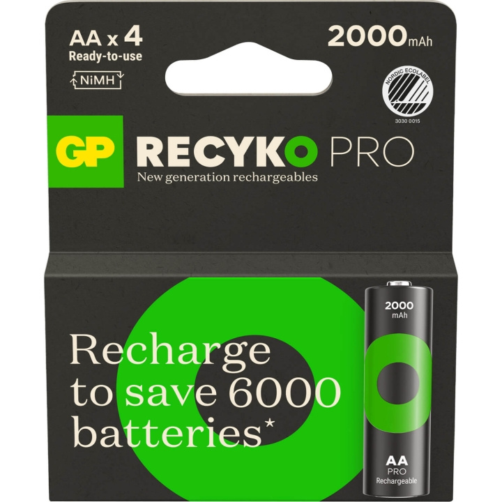 GP Batteri Recyko Pro NiMH AA HR6 2000mAh 4-Pack in de groep HOME ELECTRONICS / Batterijen & Opladers / Batterijen / Batterijen voor hoortoestellen bij TP E-commerce Nordic AB (C94757)