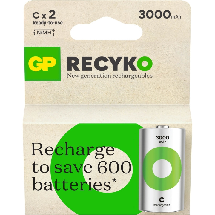 GP Batteri Recyko NiMH C HR14 3000mAh 2-Pack in de groep HOME ELECTRONICS / Batterijen & Opladers / Batterijen / Overigen bij TP E-commerce Nordic AB (C94759)