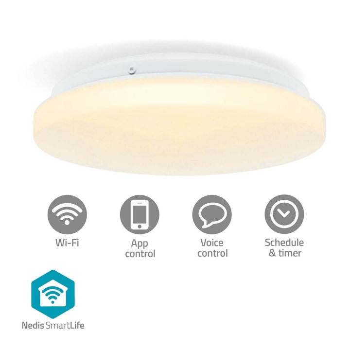 Nedis SmartLife Plafondlamp | Wi-Fi | RGB / Warm tot Koel Wit | Rond | Diameter: 260 mm | 1820 lm | 2700 - 6500 K | IP44 | Energieklasse: F | Android™ / IOS in de groep HOME ELECTRONICS / Verlichting / Plafondverlichting bij TP E-commerce Nordic AB (C94861)