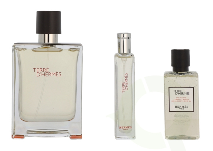 Hermes Terre D\'Hermes Giftset 155 ml Edt Spray 100ml/Edt Spray 15ml/Shower Gel 40ml in de groep BEAUTY & HEALTH / Cadeausets / Cadeausets voor hem bij TP E-commerce Nordic AB (C95006)