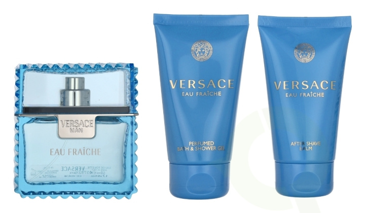 Versace Man Eau Fraiche Giftset 150 ml Edp Spray 50ml/Body Lotion 50ml/Shower Gel 50ml in de groep BEAUTY & HEALTH / Cadeausets / Cadeausets voor hem bij TP E-commerce Nordic AB (C95716)