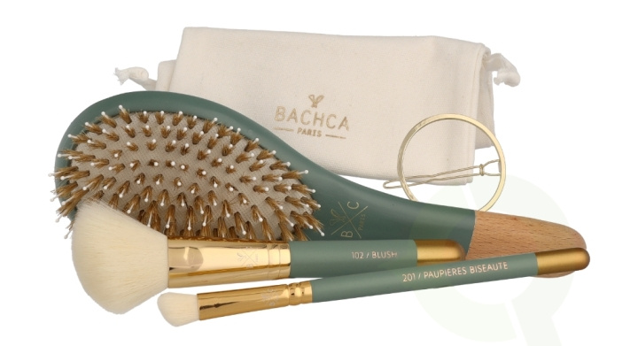 Bachca Paris Les Essentials Eucalyptus Hair Set 4 piece 1x Nylon Brush/1x Blush Brush/1x Contour Shader Brush/1x Round Hair Clip in de groep BEAUTY & HEALTH / Cadeausets / Cadeausets voor haar bij TP E-commerce Nordic AB (C95747)