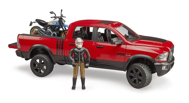 Bruder RAM 2500 Power Wagon w / Scrambler Ducati Desert Sled & Driver (02502) in de groep SPEELGOED, KINDER- & BABYPRODUCTEN / Speelgoed / Speelgoedauto\'s bij TP E-commerce Nordic AB (C97192)