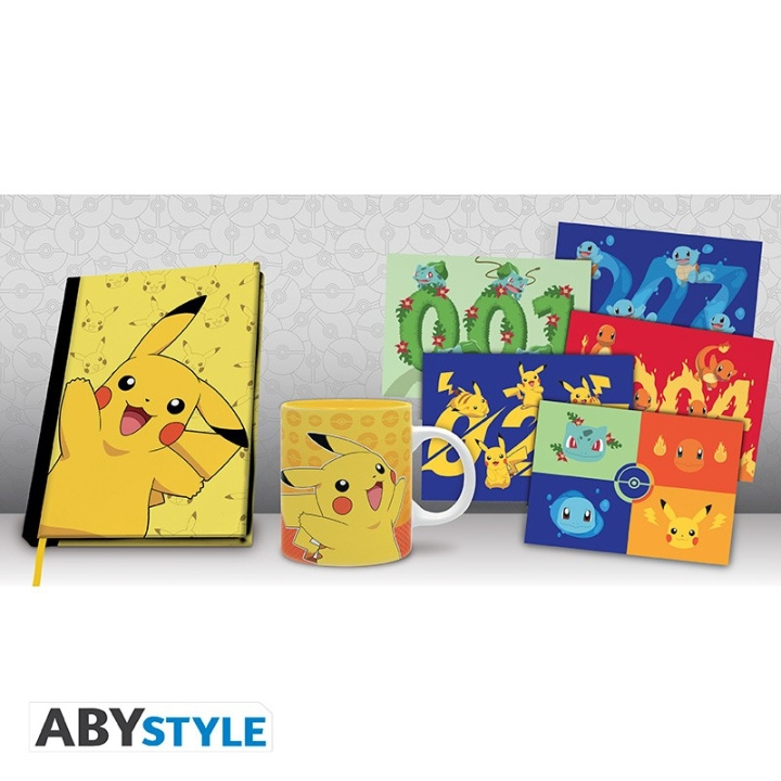 Abysse POKEMON - Pck A5 notitieboekje + Mok320ml + Ansichtkaarten Pikachu in de groep SPORT, VRIJE TIJD & HOBBY / Leuke dingen / Verzamelobjecten bij TP E-commerce Nordic AB (C97468)